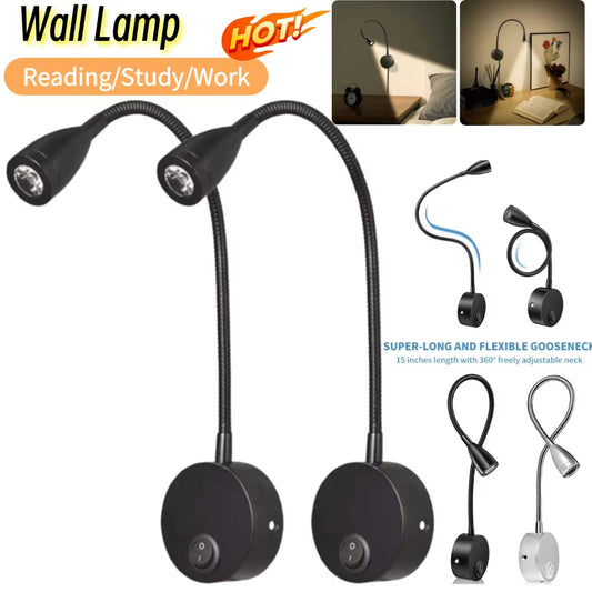 Adjustable Gooseneck LED Wall Reading Lamp