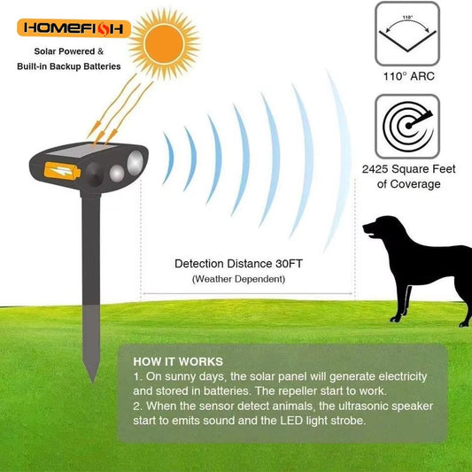 Solar Ultrasound Animal Repeller