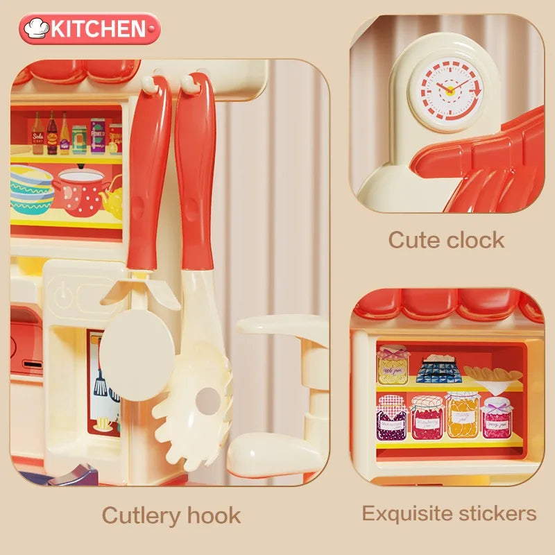 Children’s Kitchen Stove Toy Cooking and Cutlery Play Set
