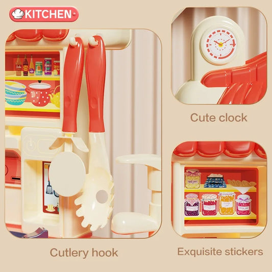 Children’s Kitchen Stove Toy Cooking and Cutlery Play Set