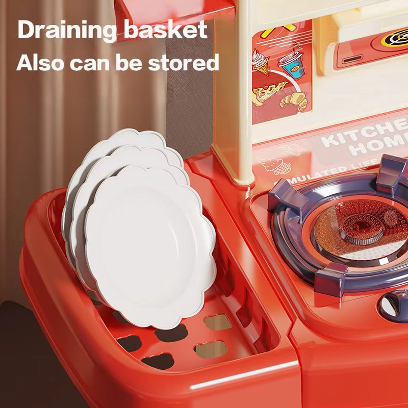 Children’s Kitchen Stove Toy Cooking and Cutlery Play Set