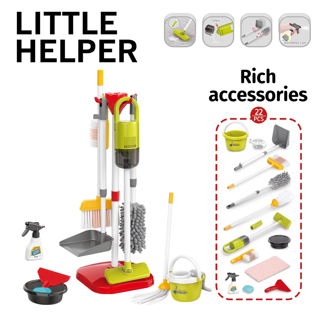 Children’s Pretend Cleaning Toy Set with Vacuum and Tools