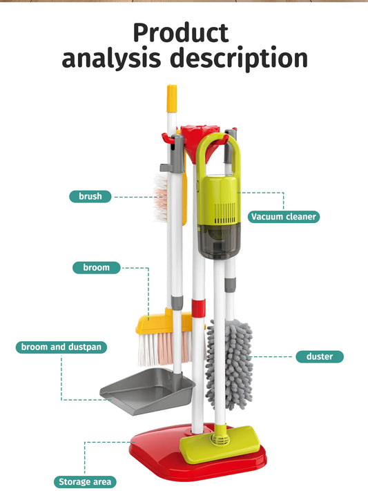 Children’s Pretend Cleaning Toy Set with Vacuum and Tools