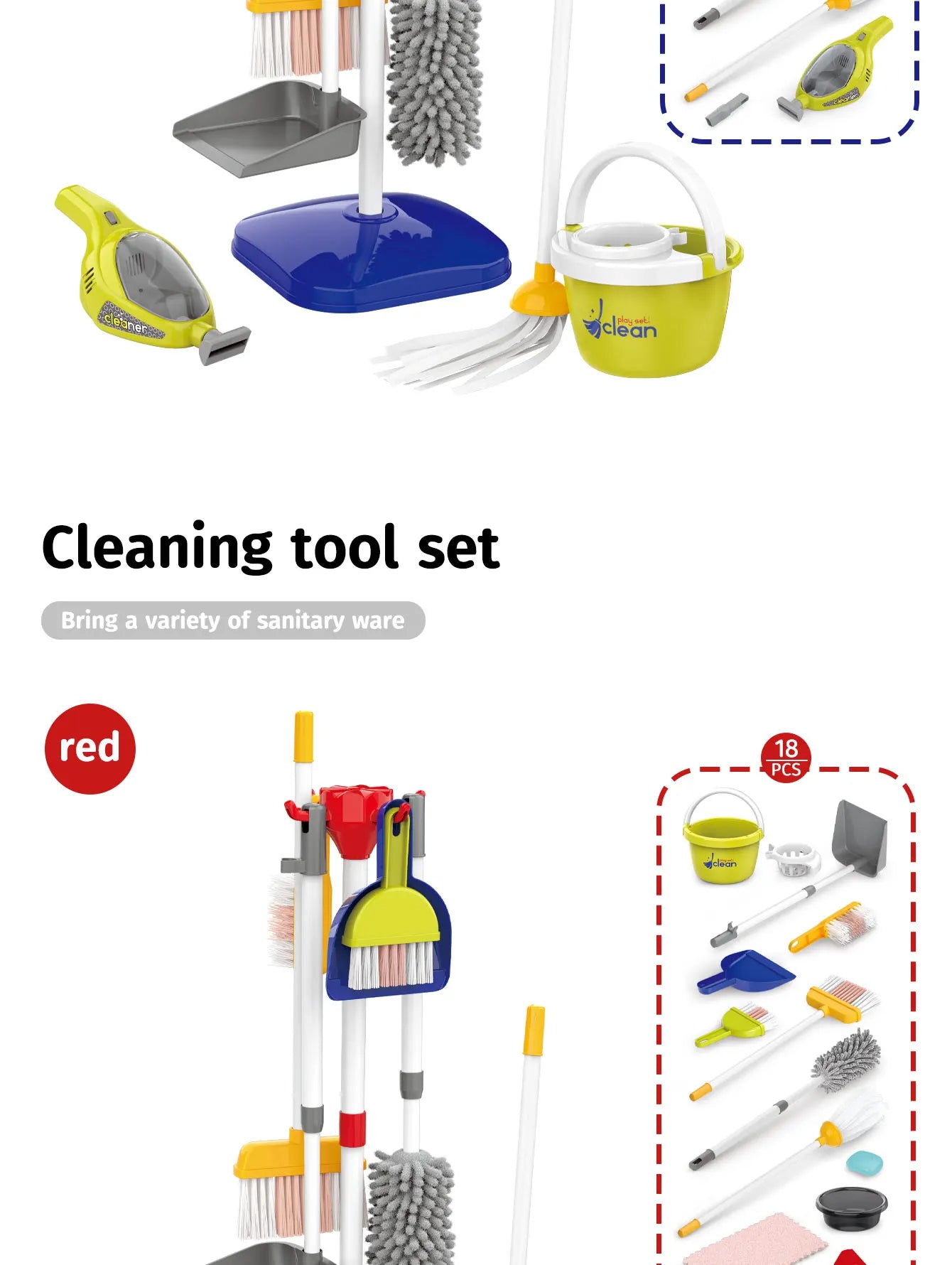 Children’s Pretend Cleaning Toy Set with Vacuum and Tools