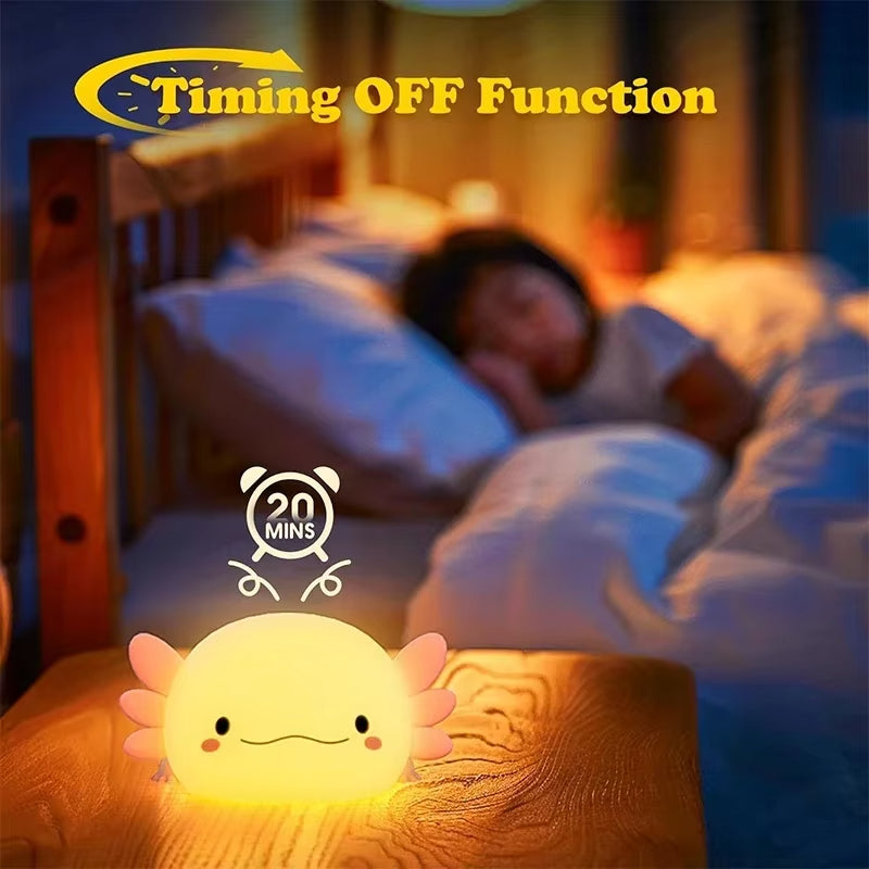 Cute Axolotl Night Light Silicone Touch Lamp for Kids