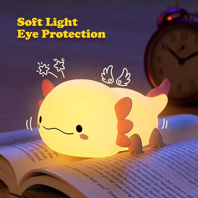 Cute Axolotl Night Light Silicone Touch Lamp for Kids