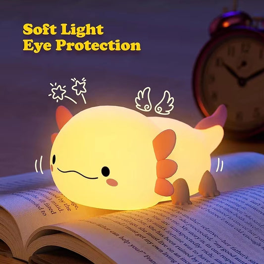 Cute Axolotl Night Light Silicone Touch Lamp for Kids