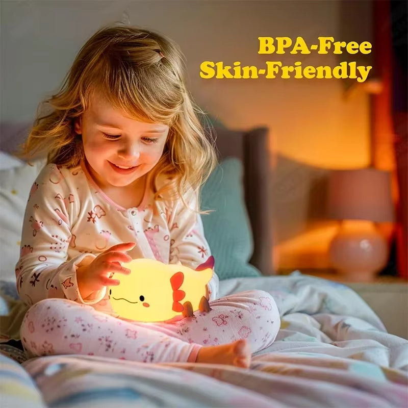 Cute Axolotl Night Light Silicone Touch Lamp for Kids