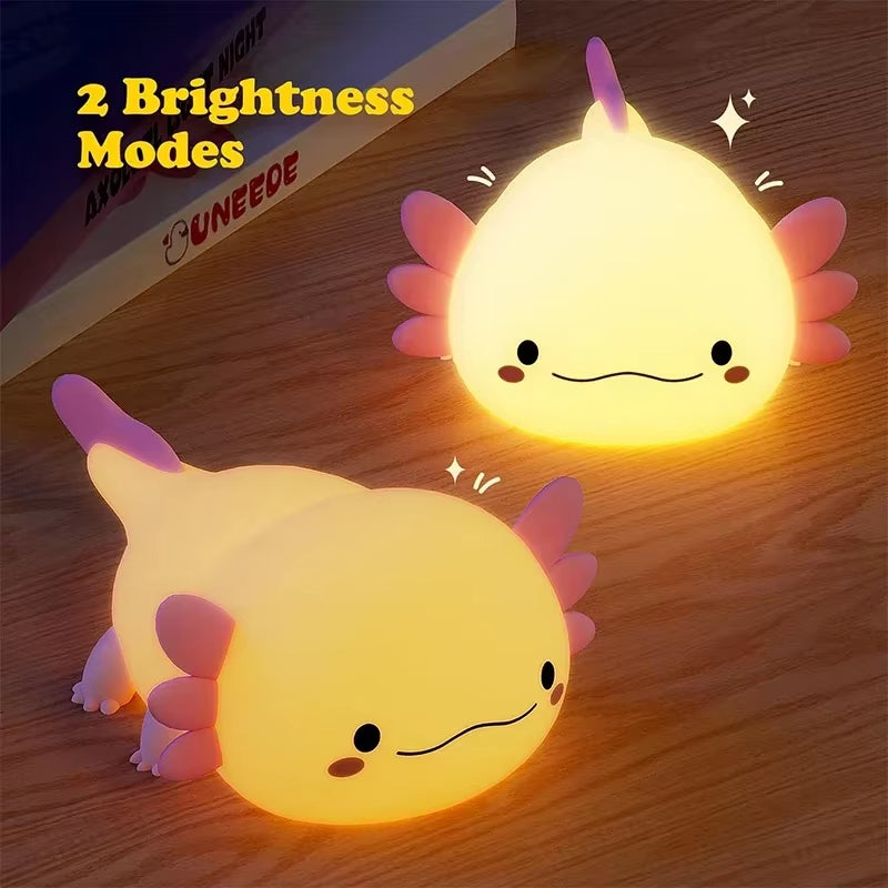 Cute Axolotl Night Light Silicone Touch Lamp for Kids