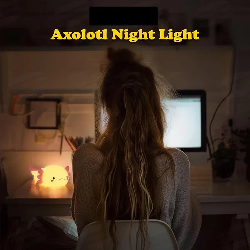 Cute Axolotl Night Light Silicone Touch Lamp for Kids