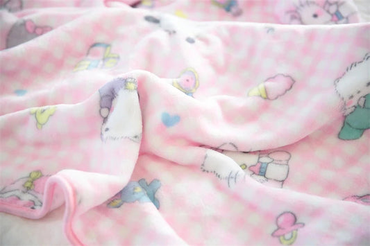 Cute Pink Cat Flannel Blanket Japanese Style Plush Throw