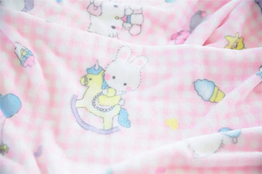 Cute Pink Cat Flannel Blanket Japanese Style Plush Throw