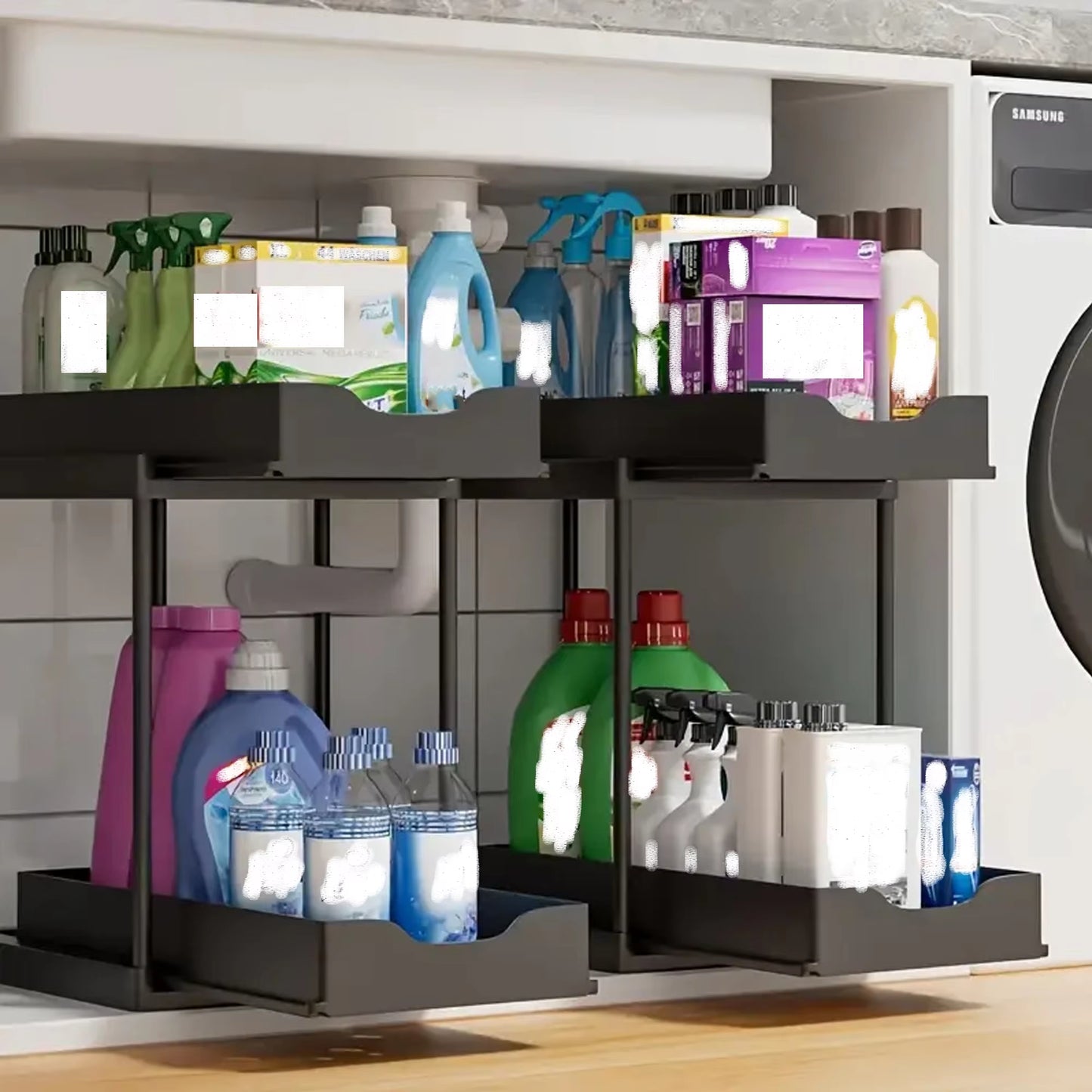 Double-Layer Pull-Out Kitchen Storage Rack