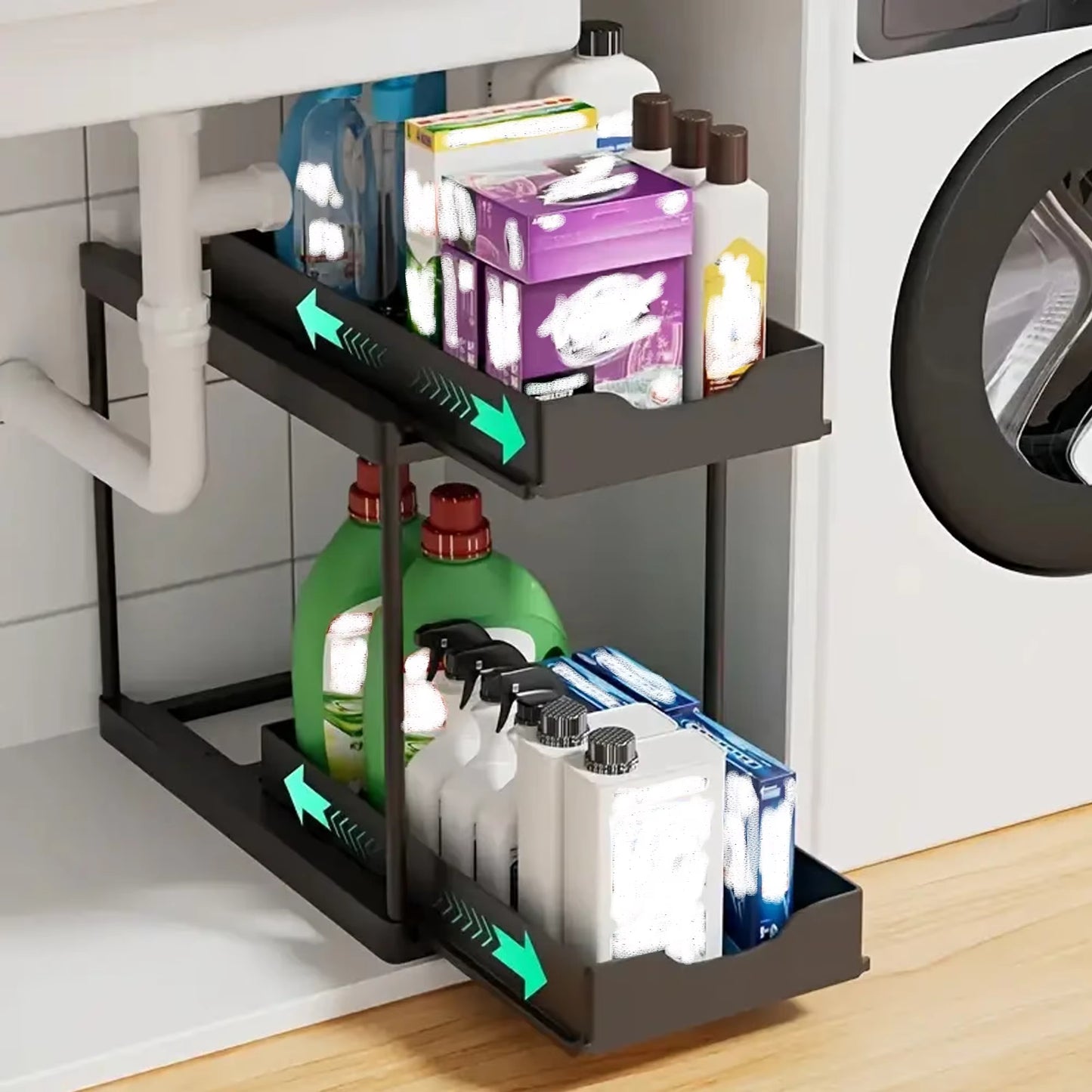 Double-Layer Pull-Out Kitchen Storage Rack