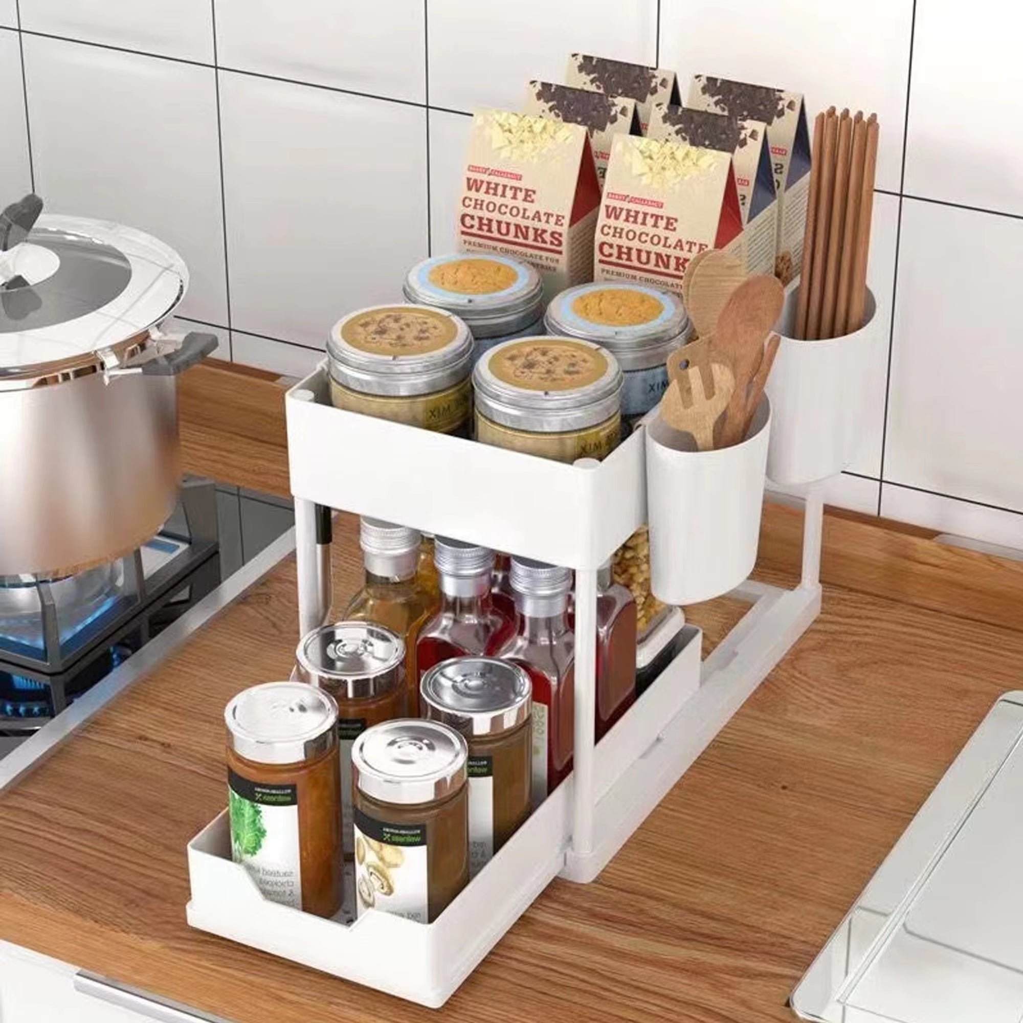 Double-Layer Pull-Out Kitchen Storage Rack
