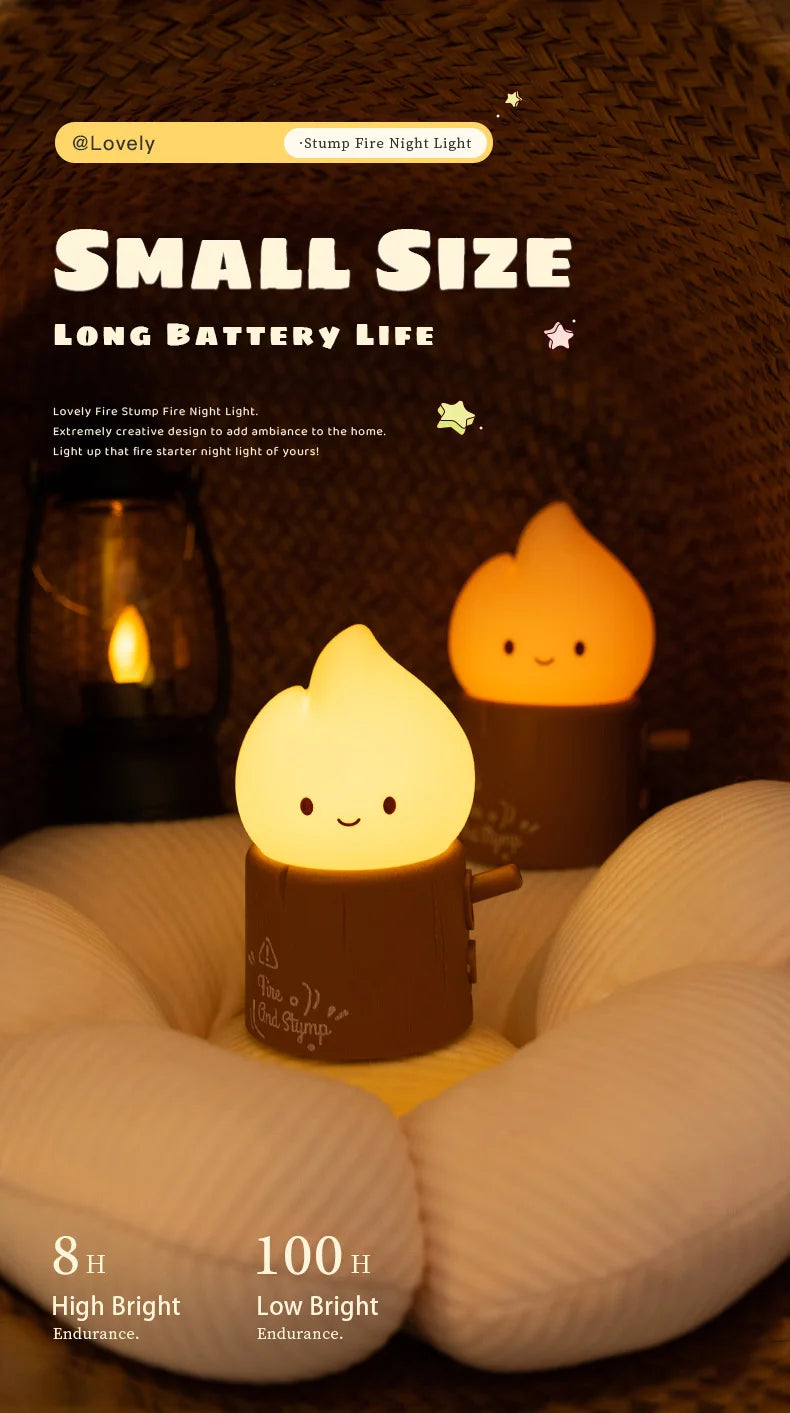 Flameless LED Night Light Dimmable Bedside Lamp for Kids