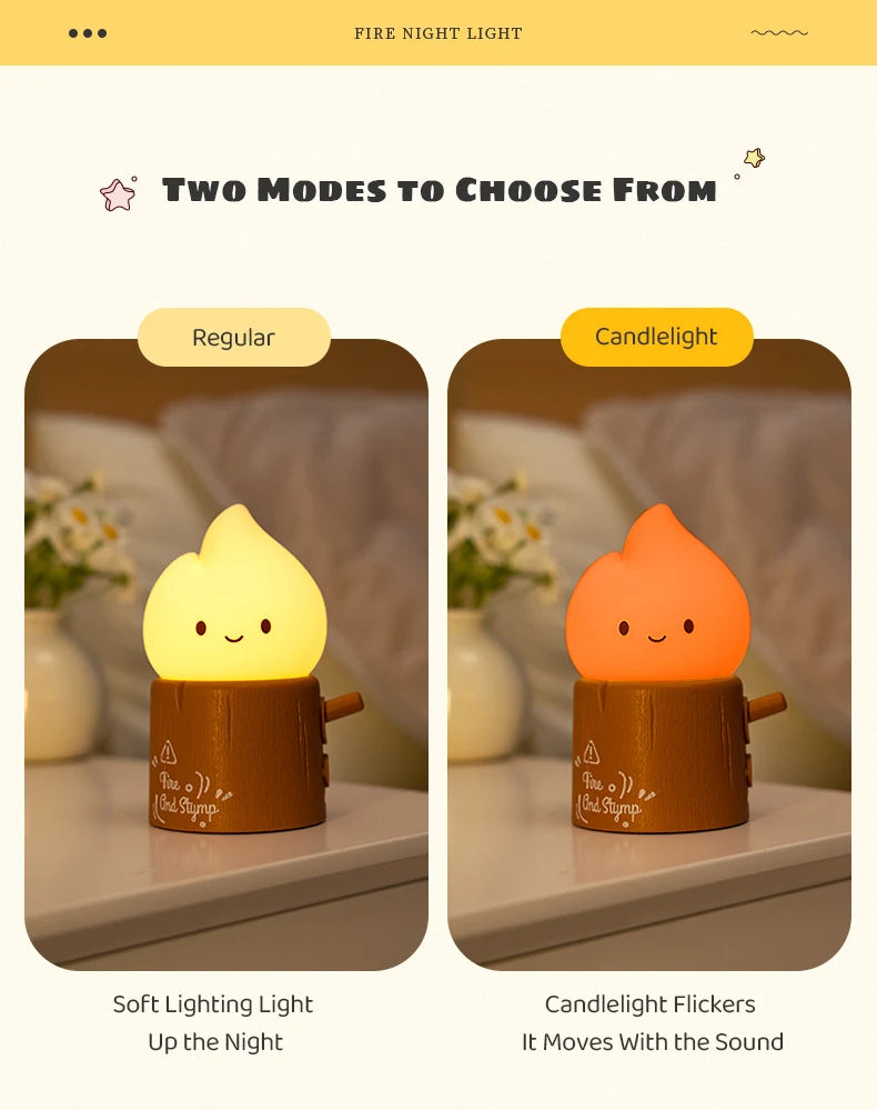 Flameless LED Night Light Dimmable Bedside Lamp for Kids