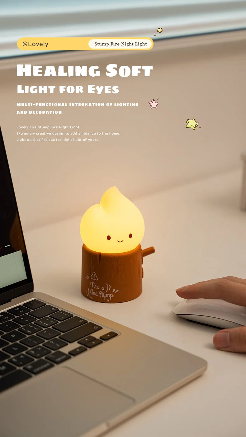 Flameless LED Night Light Dimmable Bedside Lamp for Kids