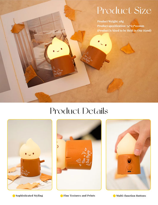 Flameless LED Night Light Dimmable Bedside Lamp for Kids