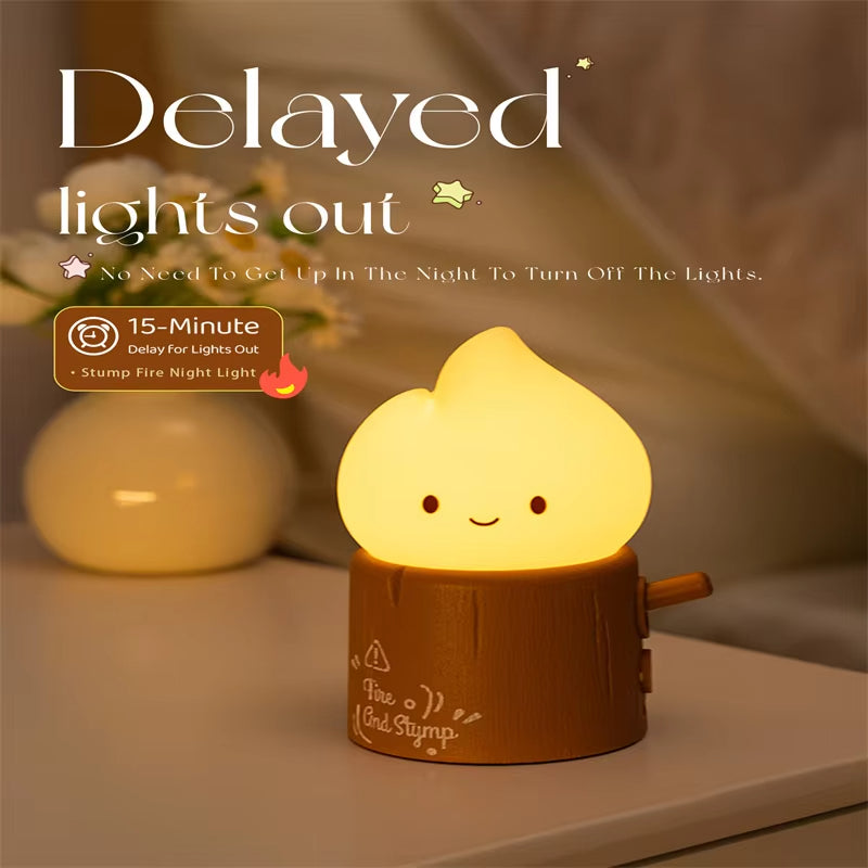 Flameless LED Night Light Dimmable Bedside Lamp for Kids