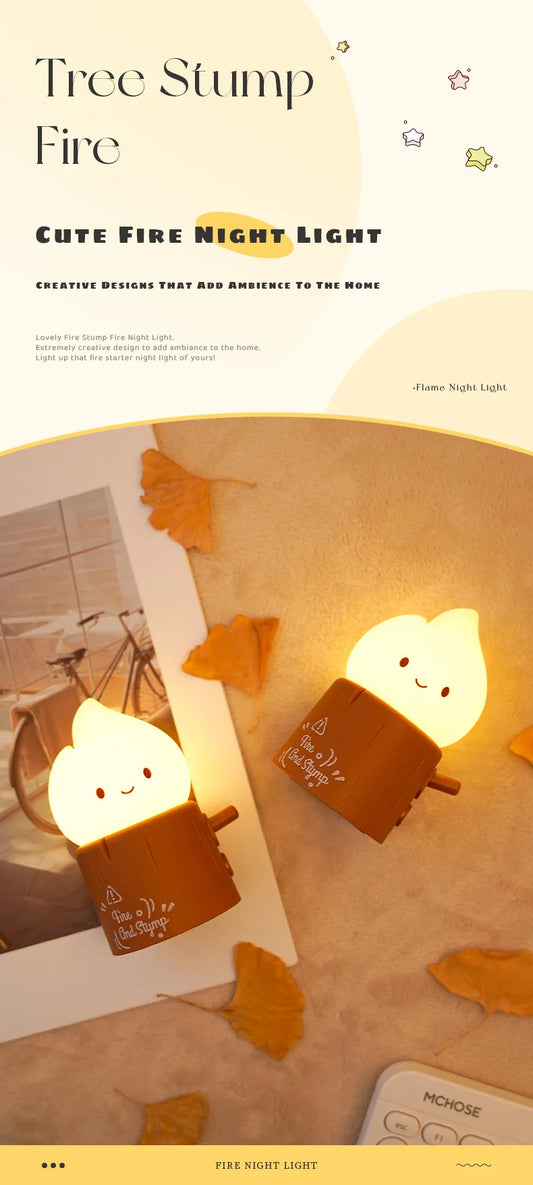 Flameless LED Night Light Dimmable Bedside Lamp for Kids