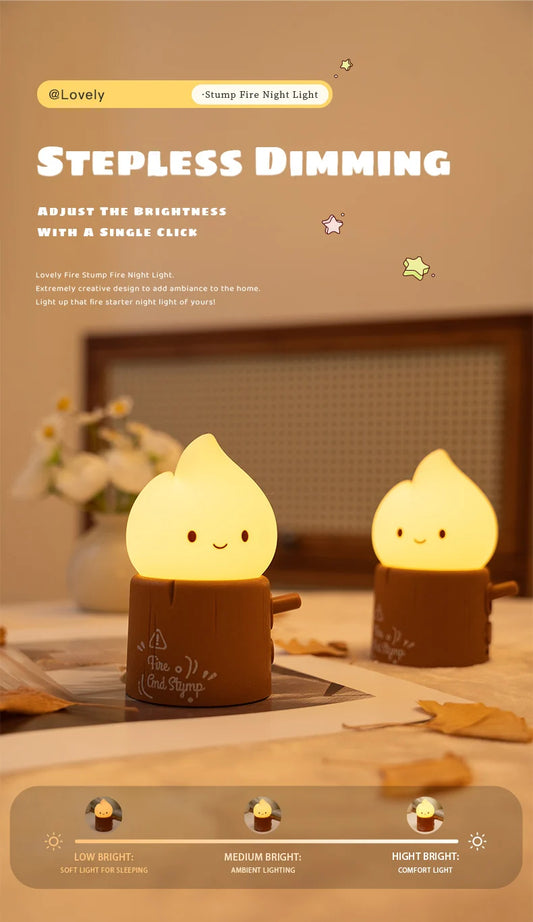 Flameless LED Night Light Dimmable Bedside Lamp for Kids