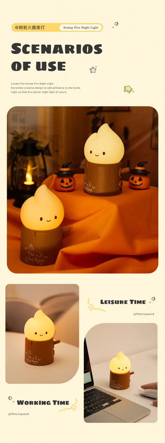 Flameless LED Night Light Dimmable Bedside Lamp for Kids