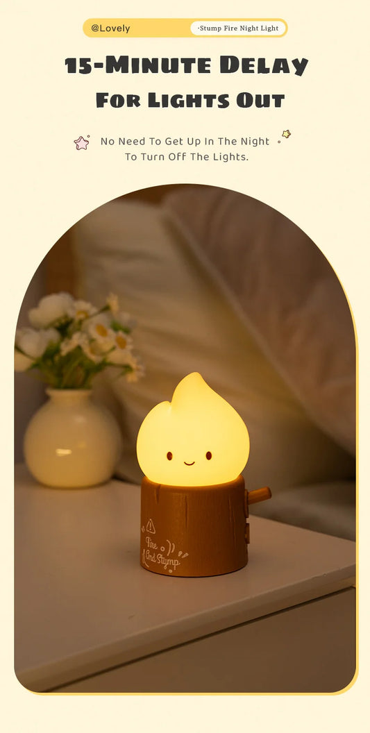 Flameless LED Night Light Dimmable Bedside Lamp for Kids