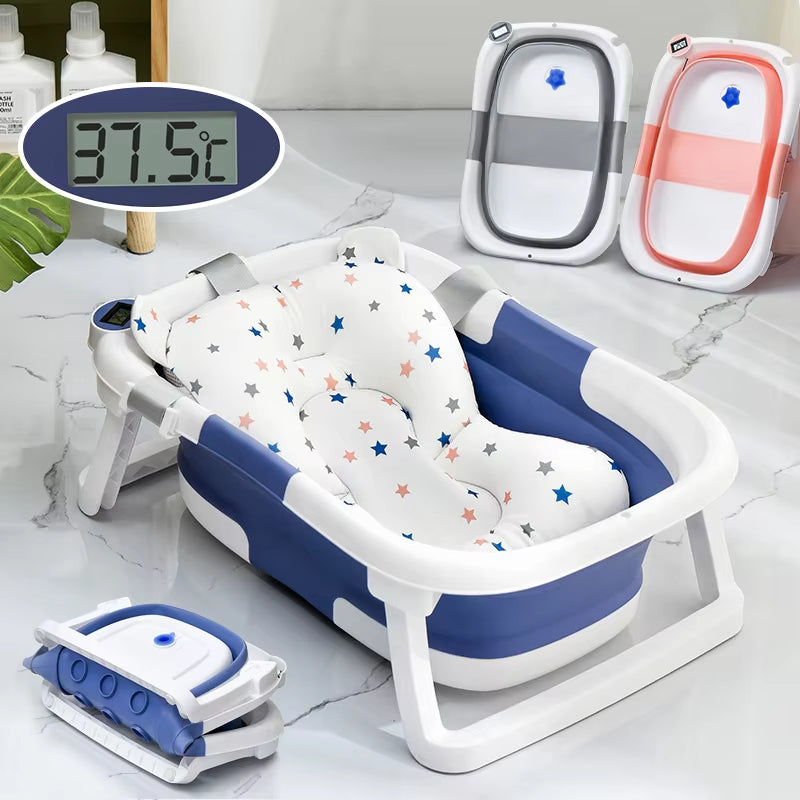 Foldable Silicone Baby Bathtub with Temperature Sensor