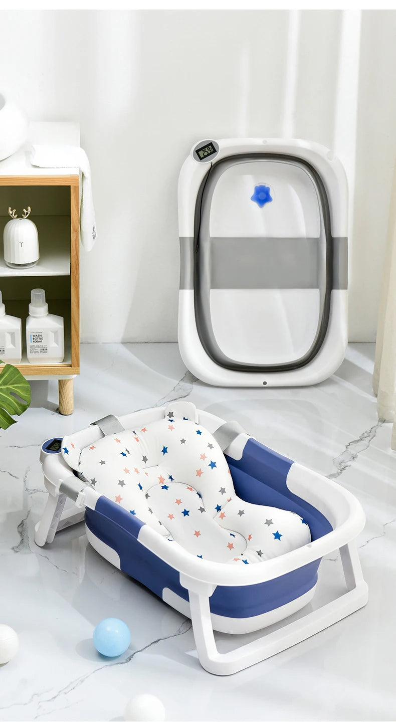 Foldable Silicone Baby Bathtub with Temperature Sensor