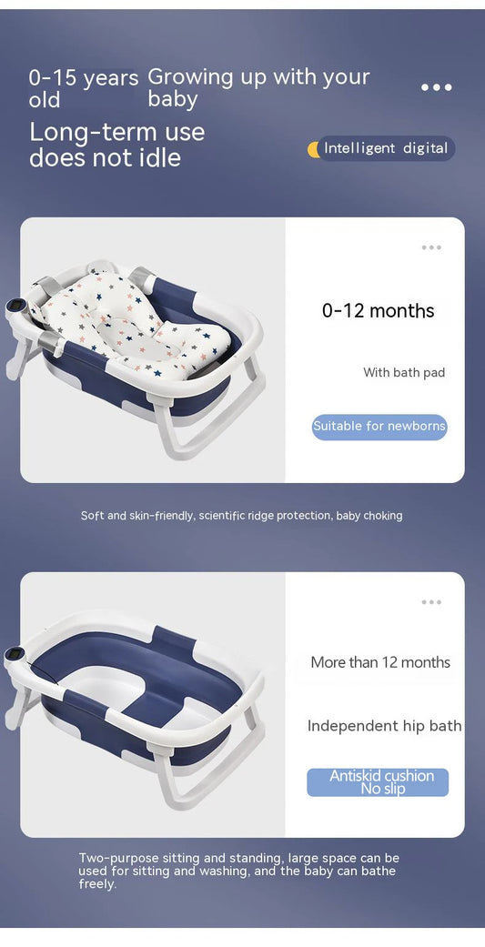 Foldable Silicone Baby Bathtub with Temperature Sensor