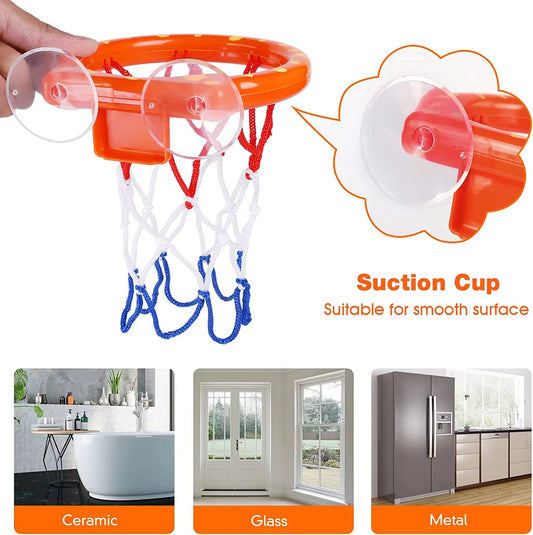 Kids Bath Basketball Hoop Toy Set with 3 Balls