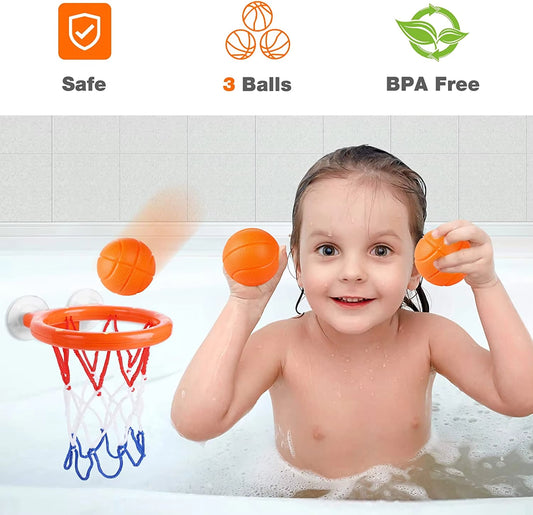Kids Bath Basketball Hoop Toy Set with 3 Balls
