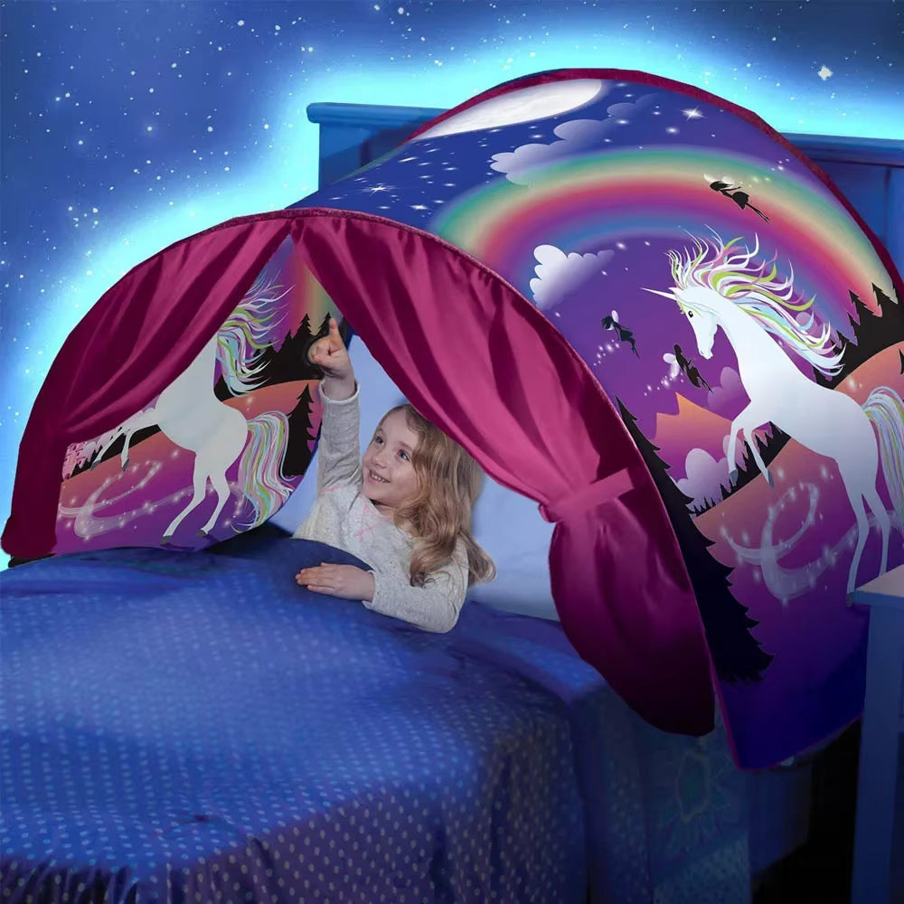 Kids Bed Dream Tent with Light Foldable Mosquito Net