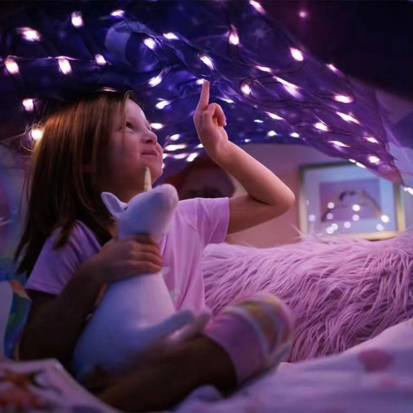 Kids Bed Dream Tent with Light Foldable Mosquito Net