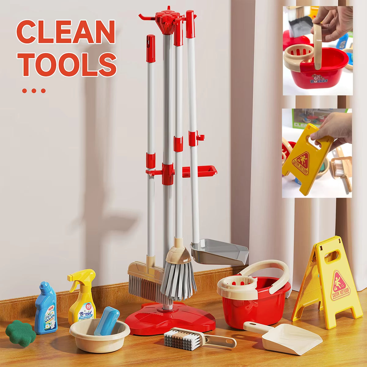 Kids Cleaning Toy Set Montessori Mini Broom Mop Dustpan