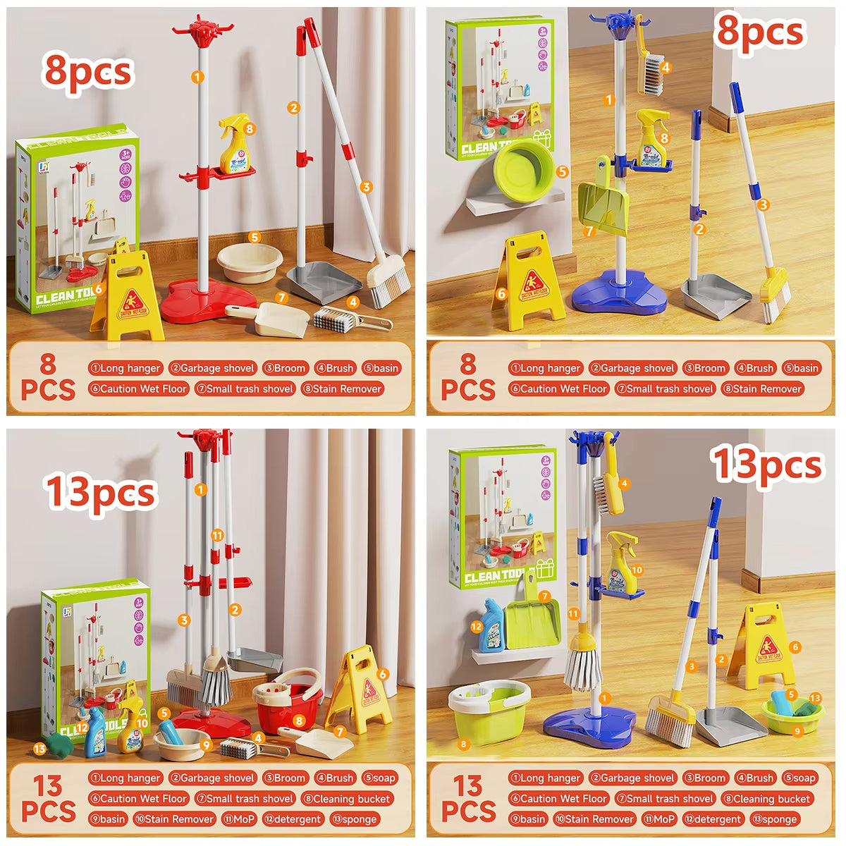 Kids Cleaning Toy Set Montessori Mini Broom Mop Dustpan