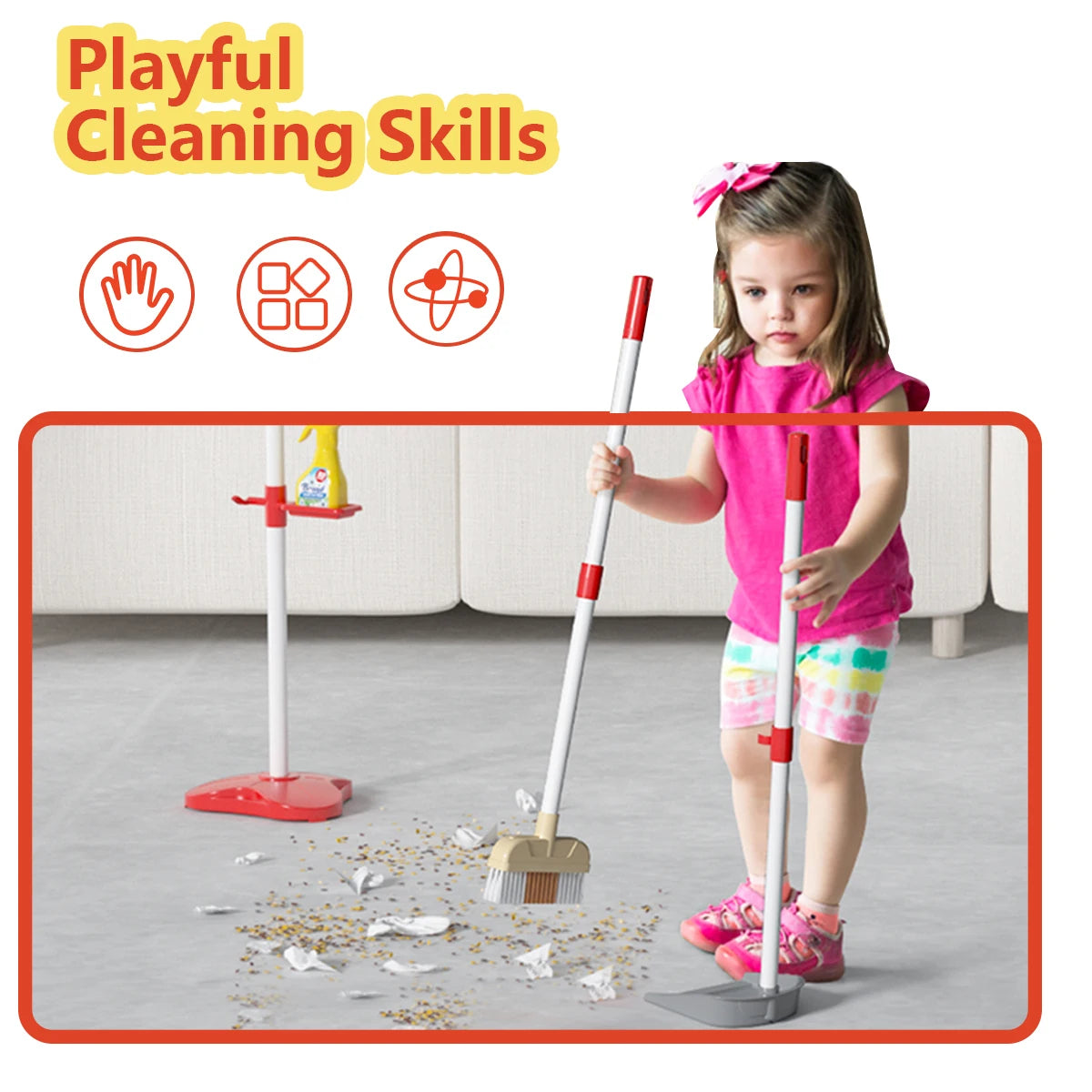 Kids Cleaning Toy Set Montessori Mini Broom Mop Dustpan