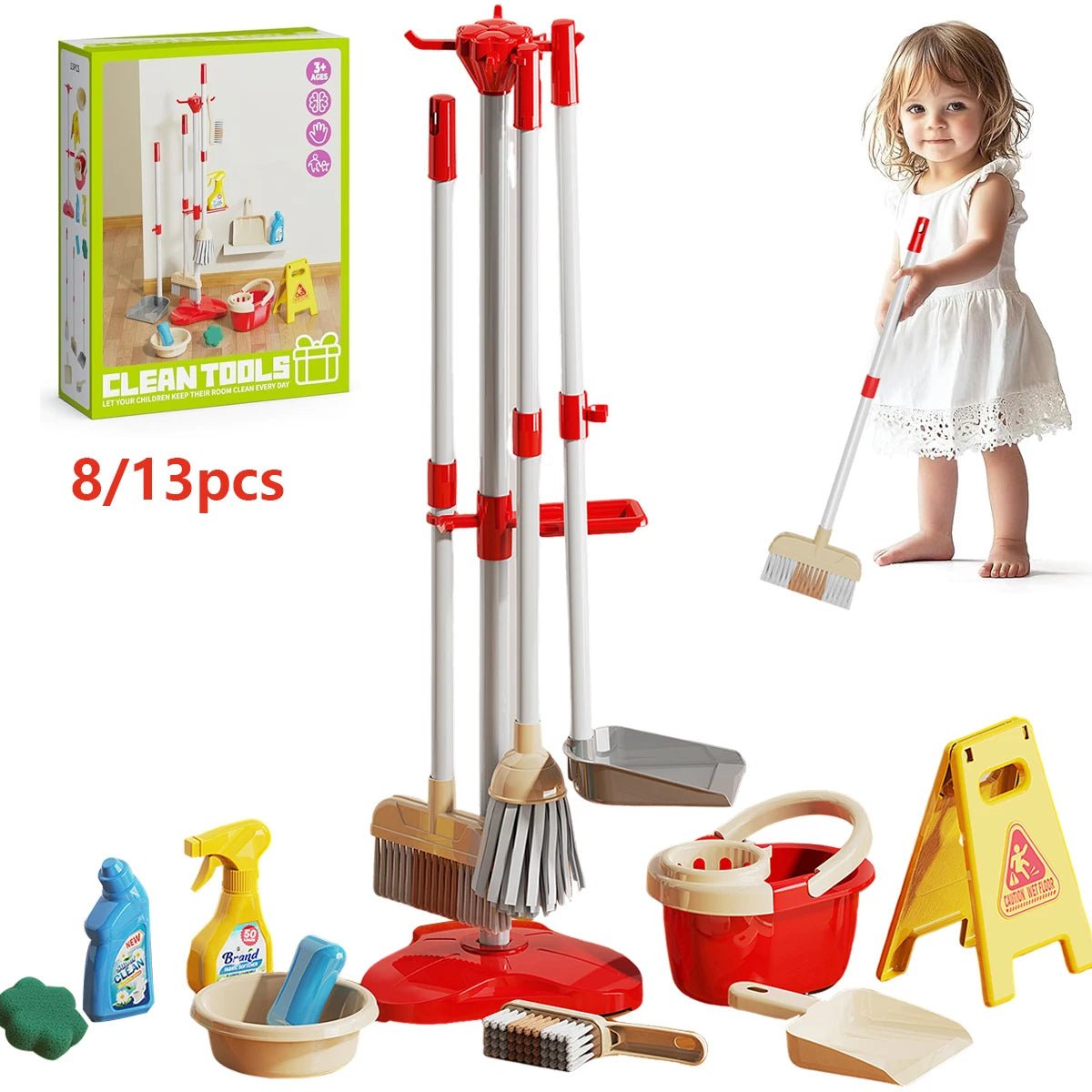 Kids Cleaning Toy Set Montessori Mini Broom Mop Dustpan