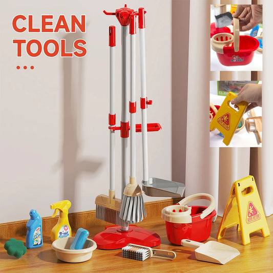 Kids Cleaning Toy Set Montessori Mini Broom Mop Dustpan