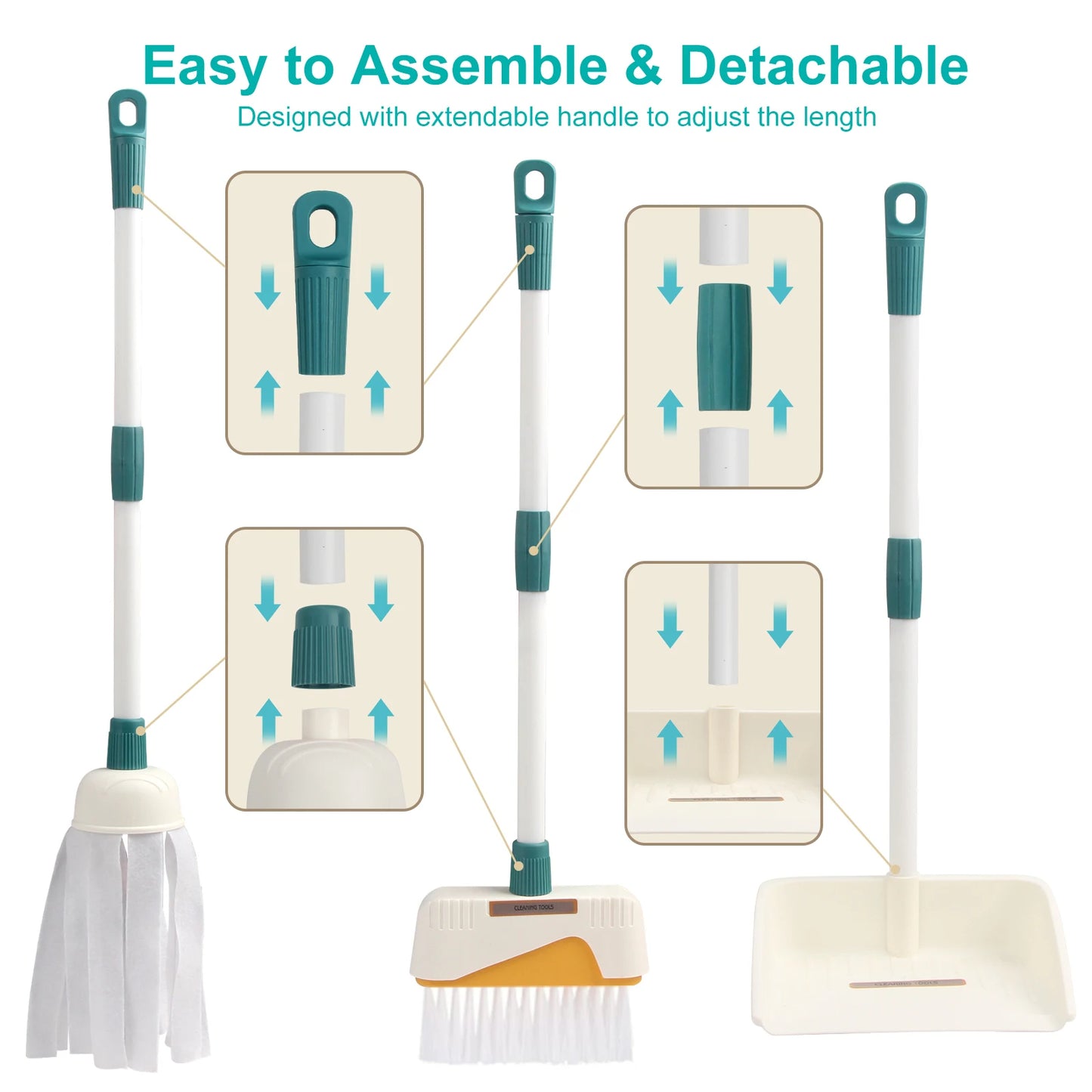 Kids Cleaning Toy Set with Broom Mop Bucket 12PCS