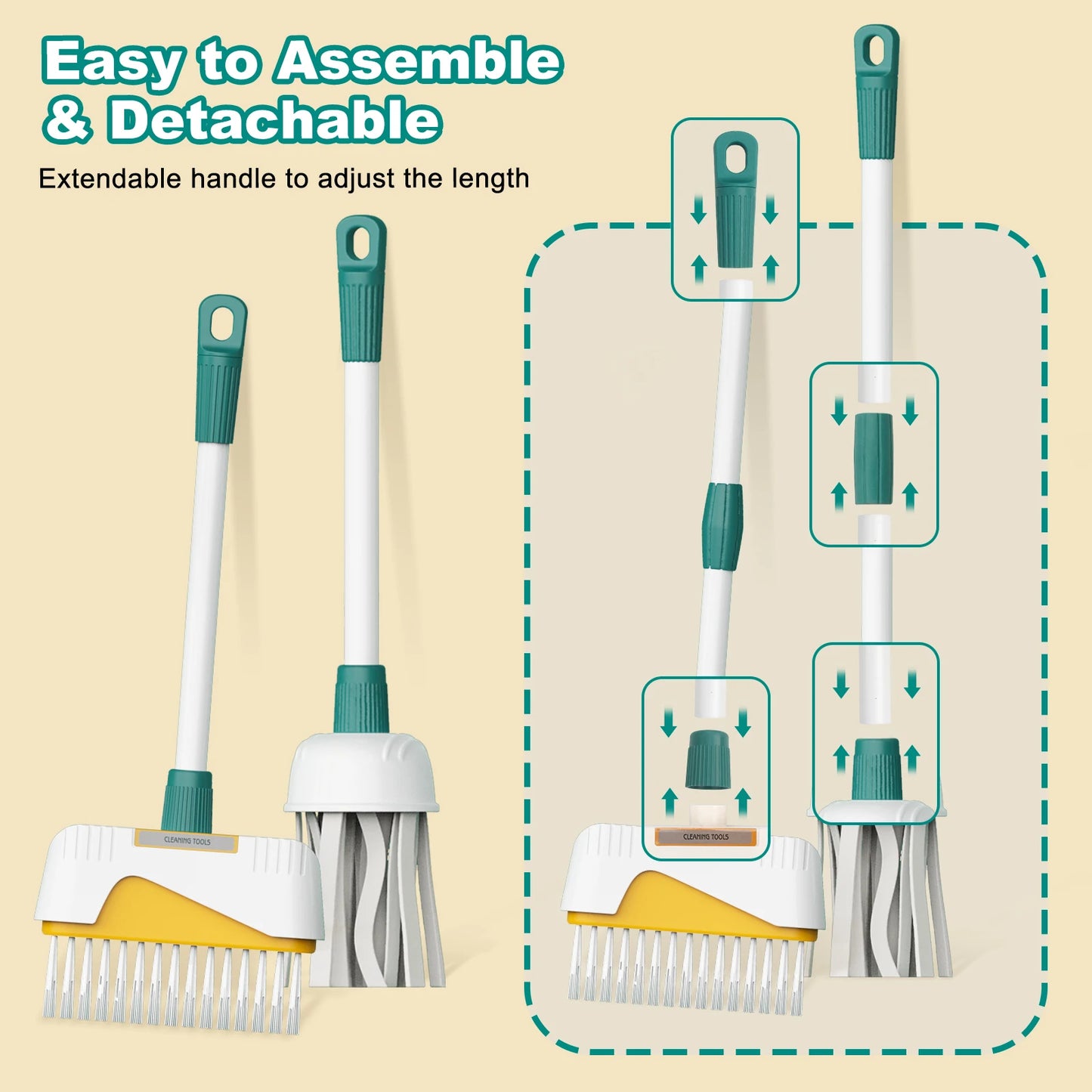 Kids Cleaning Toy Set with Broom Mop Bucket 12PCS