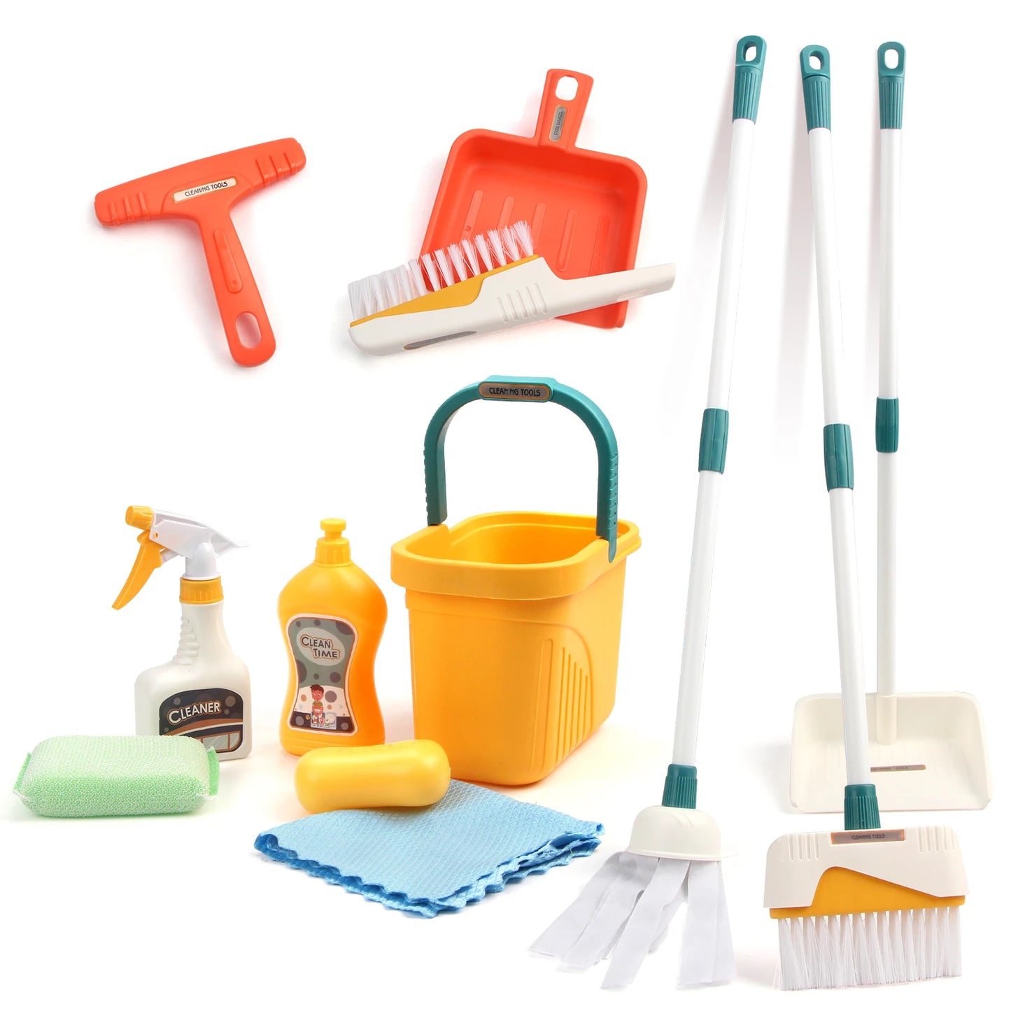 Kids Cleaning Toy Set with Broom Mop Bucket 12PCS