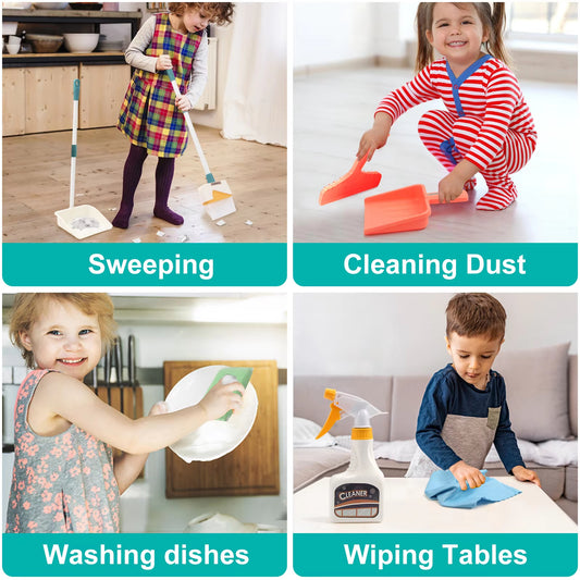 Kids Cleaning Toy Set with Broom Mop Bucket 12PCS