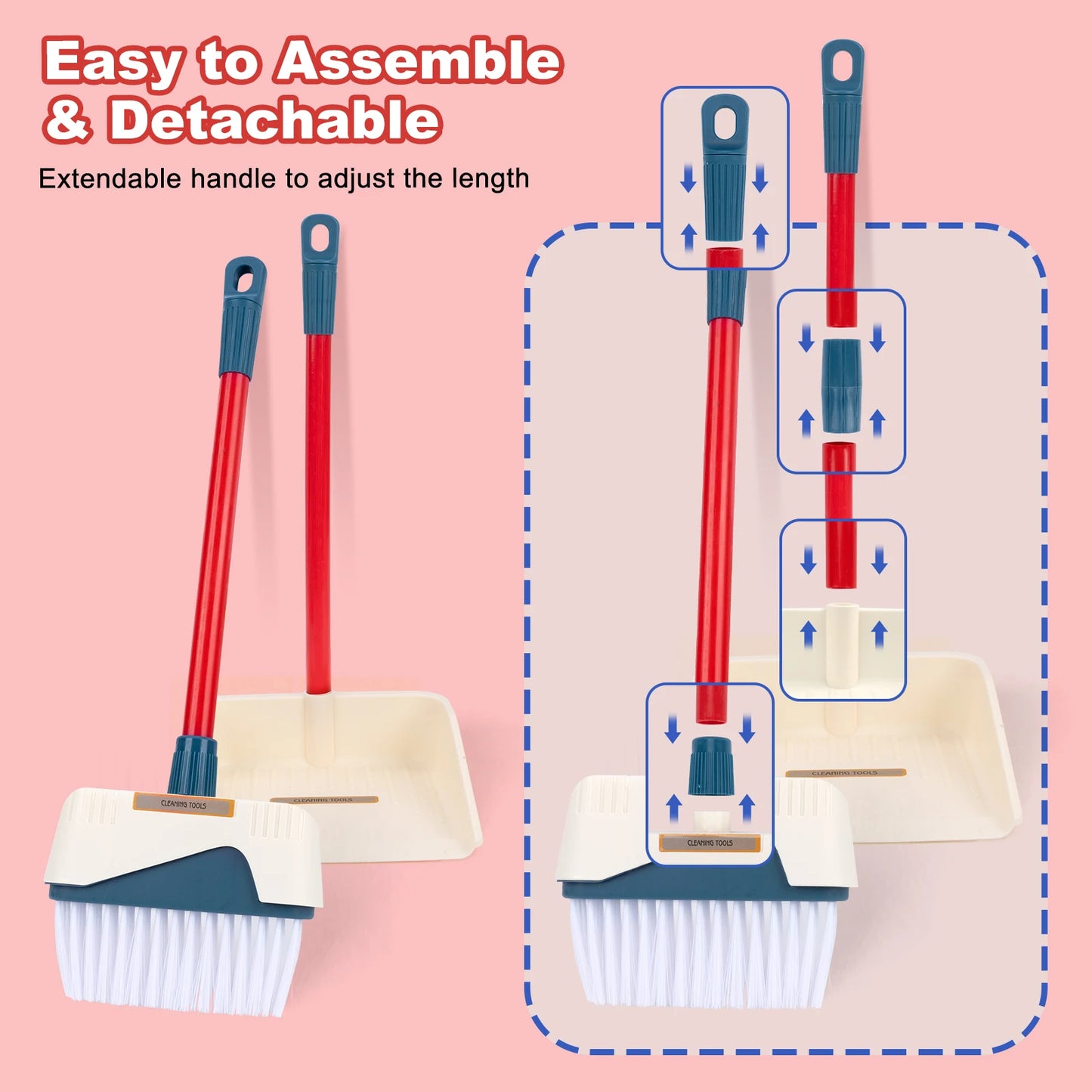 Kids Cleaning Toy Set with Broom Mop Bucket 12PCS