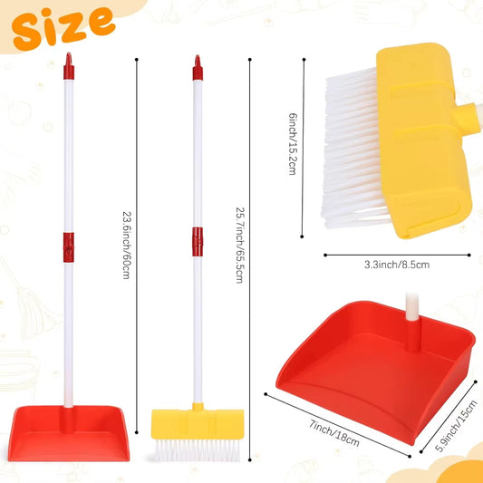 Kids Cleaning Toy Set with Broom and Dustpan for Pretend Play