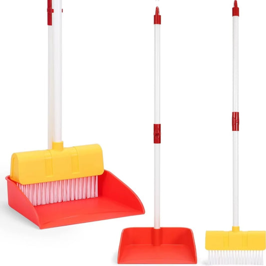Kids Cleaning Toy Set with Broom and Dustpan for Pretend Play