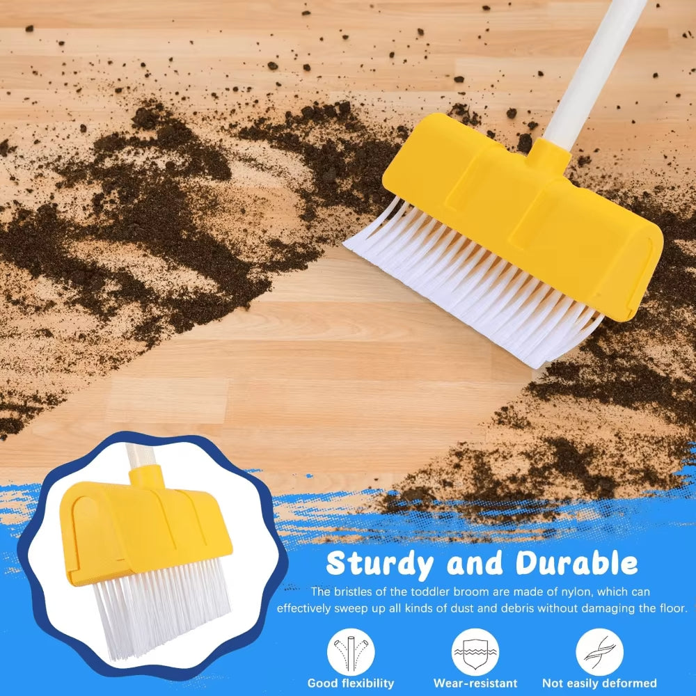 Kids Cleaning Toy Set with Broom and Dustpan for Pretend Play