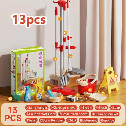 Kids Cleaning Toy Set with Mini Broom Mop and Dustpan