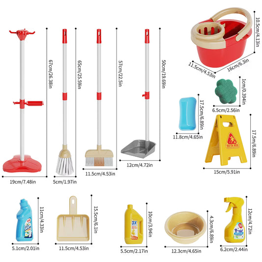 Kids Cleaning Toy Set with Mini Broom Mop and Dustpan